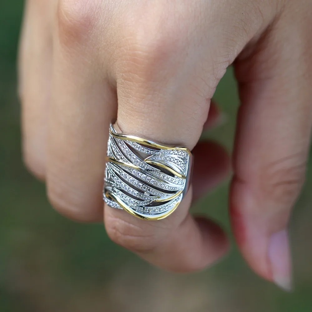 New Luxury 925 Silver Stackable Diamond Ring - Picture 5 of 6